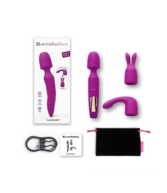 Rimba Love to Love - R-Evolution - Wand Vibrator met 2 Opzetstukken - Roze