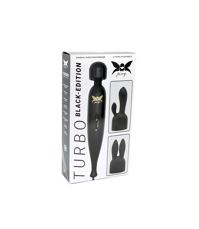 Rimba Pixey - Pixey Turbo - Wand Vibrator met 2 Opzetstukken - Zwart