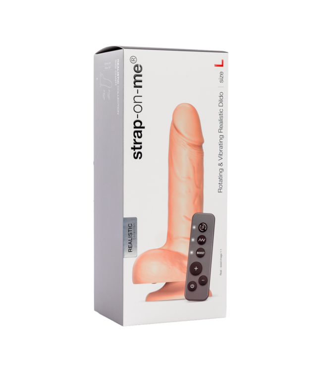 Rimba Strap-On-Me - Roterende & vibrerende realistische dildo - maat L - Nude