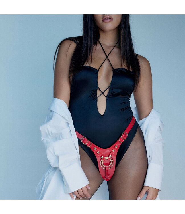 Rimba Strap-On-Me - Kunstleren Harnas Fabulous - One Size - Rood Glanzend