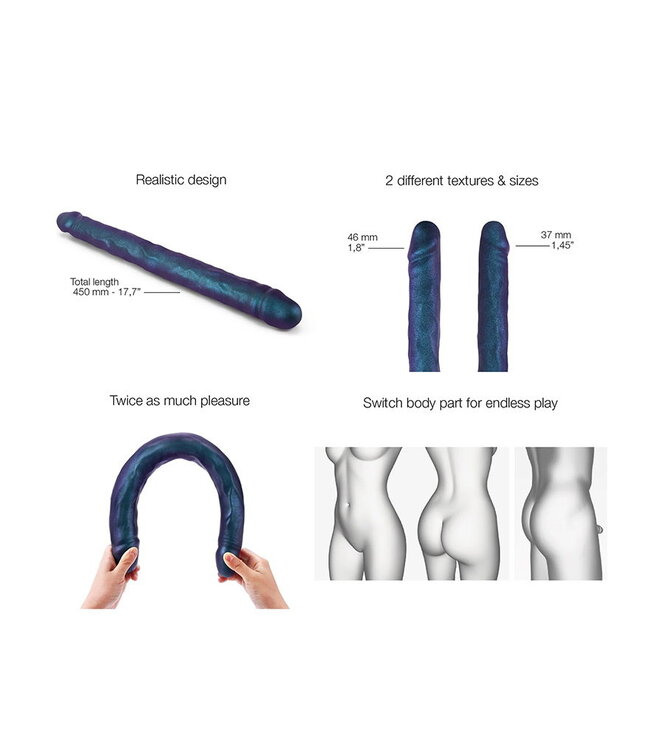 Rimba Strap-On-Me - Double Dong Realistische Dildo - Paars Metallic