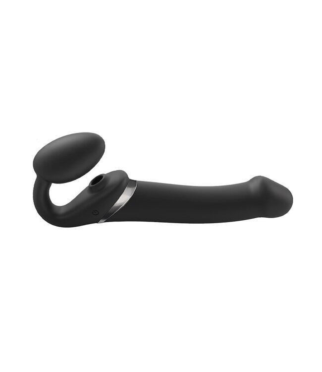Rimba Strap-On-Me - Multi Orgasm - Strap-On Vibrator met Lik Stimulator Maat L - Zwart