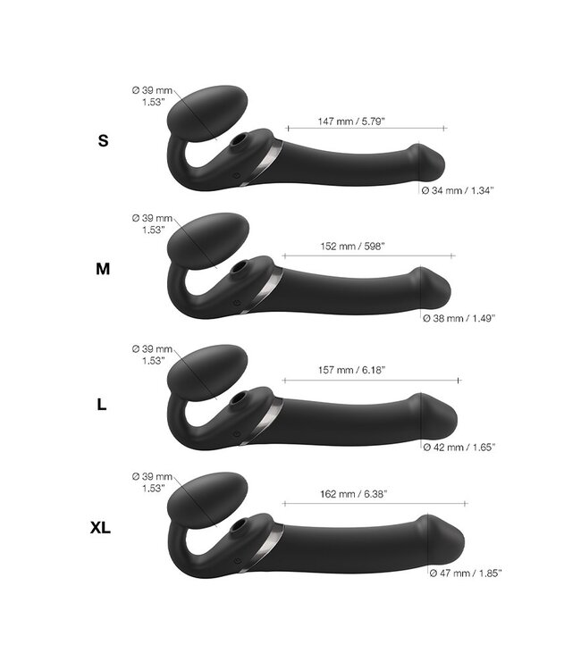 Rimba Strap-On-Me - Multi Orgasm - Strap-On Vibrator met Lik Stimulator Maat L - Zwart