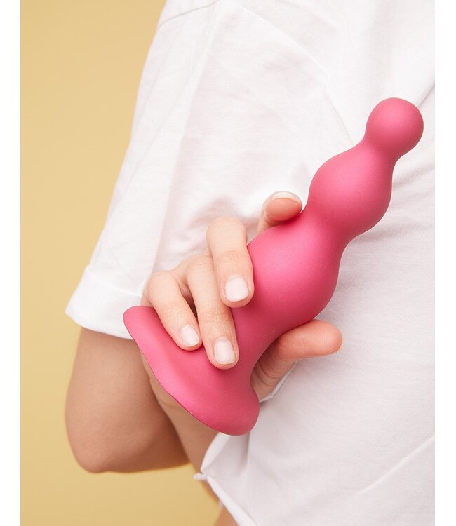 Rimba Strap-On-Me - Dildo Plug Beads Maat S - Metallic Roze