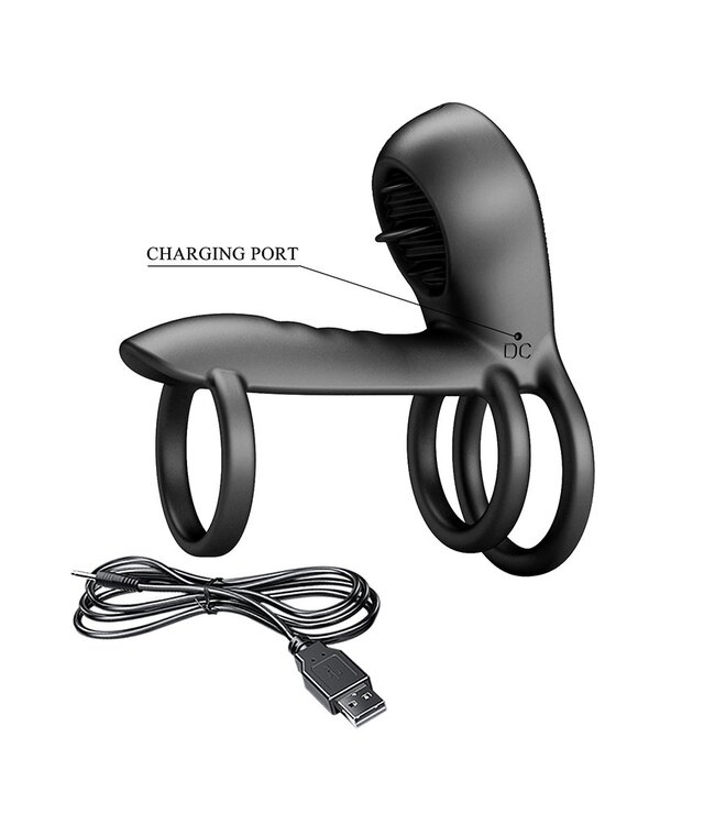 Rimba Pretty Love - Jammy - Cock Ring Vibrator met Clitoris Stimulator - Zwart