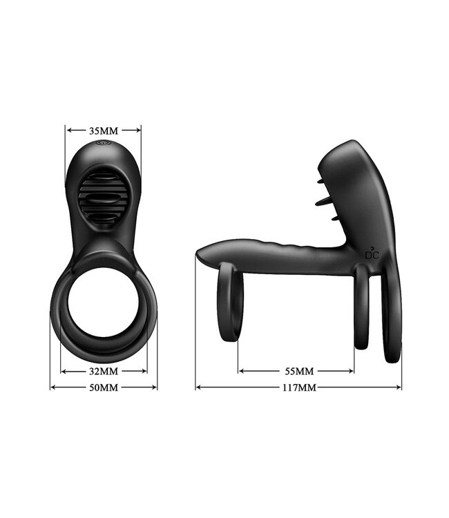 Rimba Pretty Love - Jammy - Cock Ring Vibrator met Clitoris Stimulator - Zwart