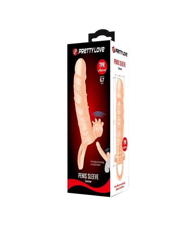 Rimba Pretty Love - Connor - Penis Sleeve Vibrator met Clitoris Stimulator - Nude
