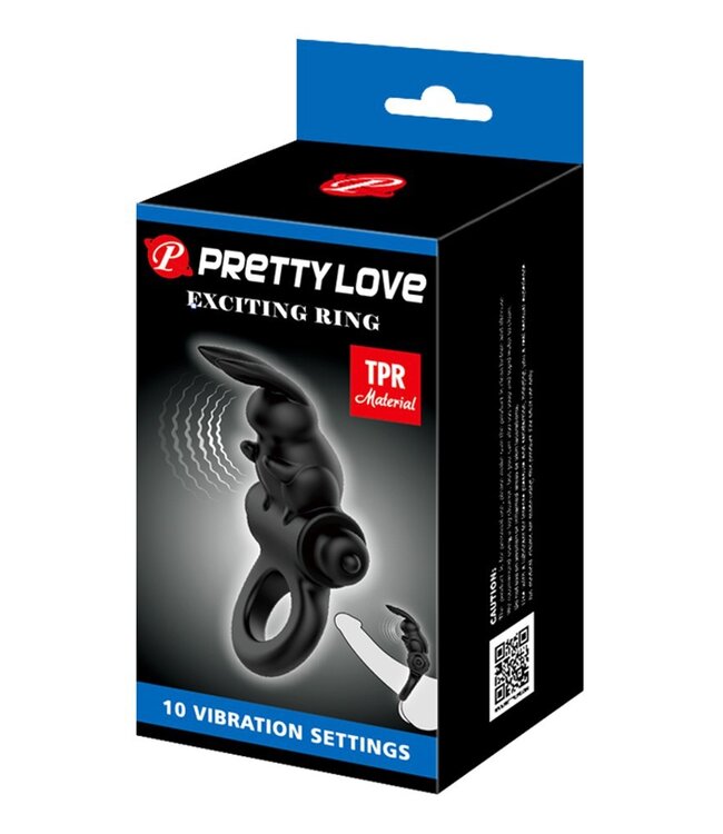 Rimba Pretty Love - Exciting Ring - Vibrerende Cockring - Zwart