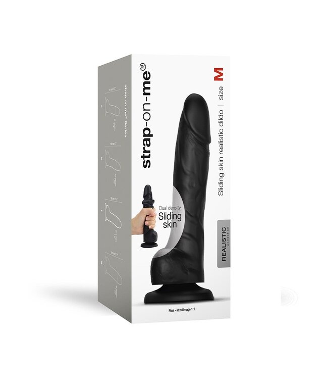 Rimba Strap-On-Me - Sliding Skin Realistische Dildo Maat M - Zwart