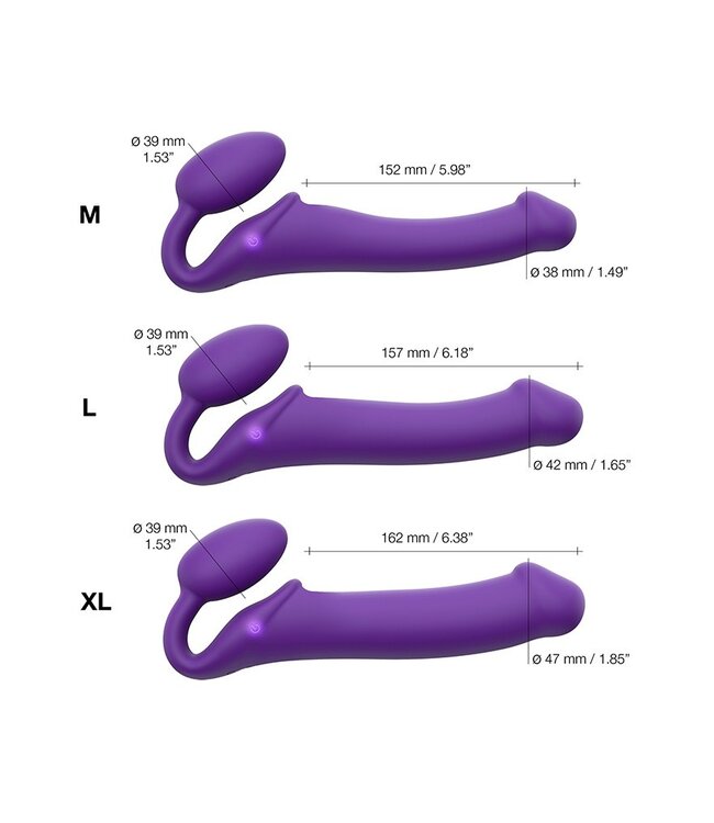 Rimba Strap-On-Me - Buigbare Strap-On Vibrator met Afstandsbediening Maat XL - Paars