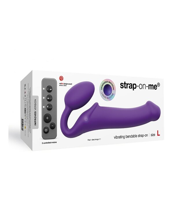 Rimba Strap-On-Me - Buigbare Strap-On Vibrator met Afstandsbediening Maat L - Paars