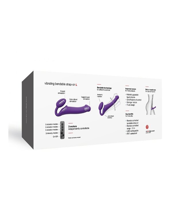 Rimba Strap-On-Me - Buigbare Strap-On Vibrator met Afstandsbediening Maat L - Paars