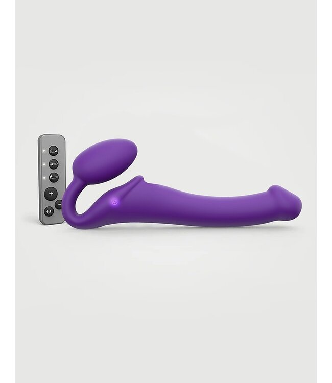 Rimba Strap-On-Me - Buigbare Strap-On Vibrator met Afstandsbediening Maat M - Paars