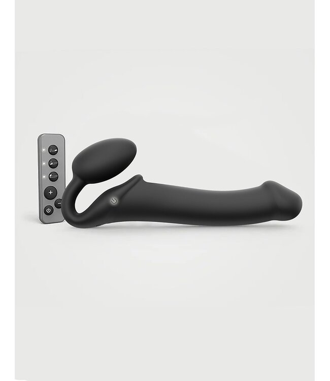 Rimba Strap-On-Me - Buigbare Strap-On Vibrator met Afstandsbediening Maat L - Zwart