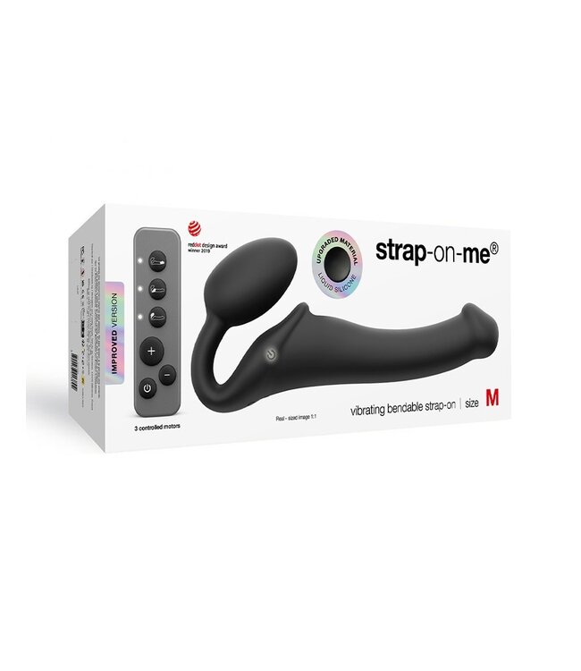 Rimba Strap-On-Me - Buigbare Strap-On Vibrator met Afstandsbediening Maat M - Zwart