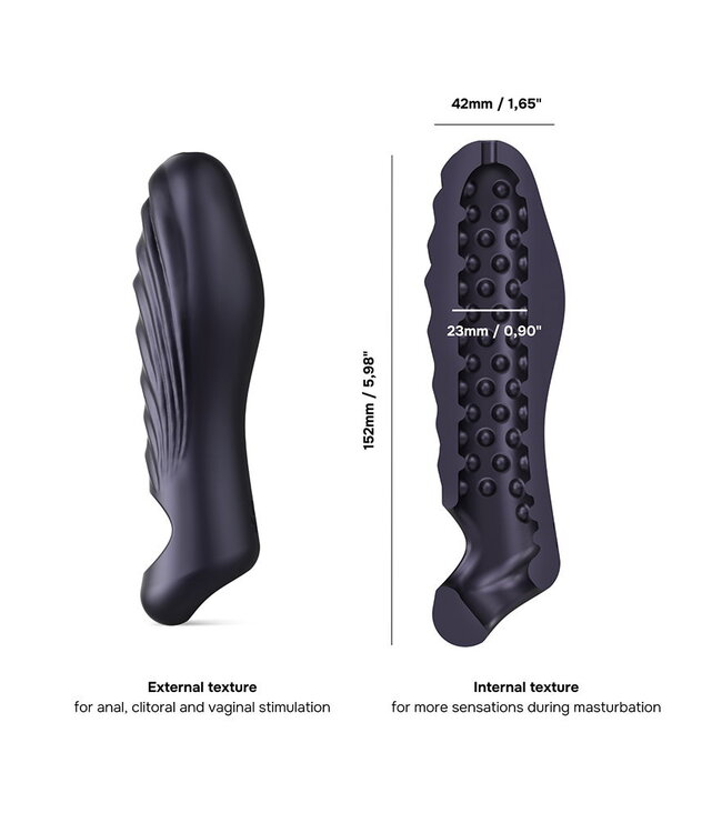 Rimba MANWAN - Ryzer - Penis Extender en Zachte Masturbatie Sleeve - Black Plum
