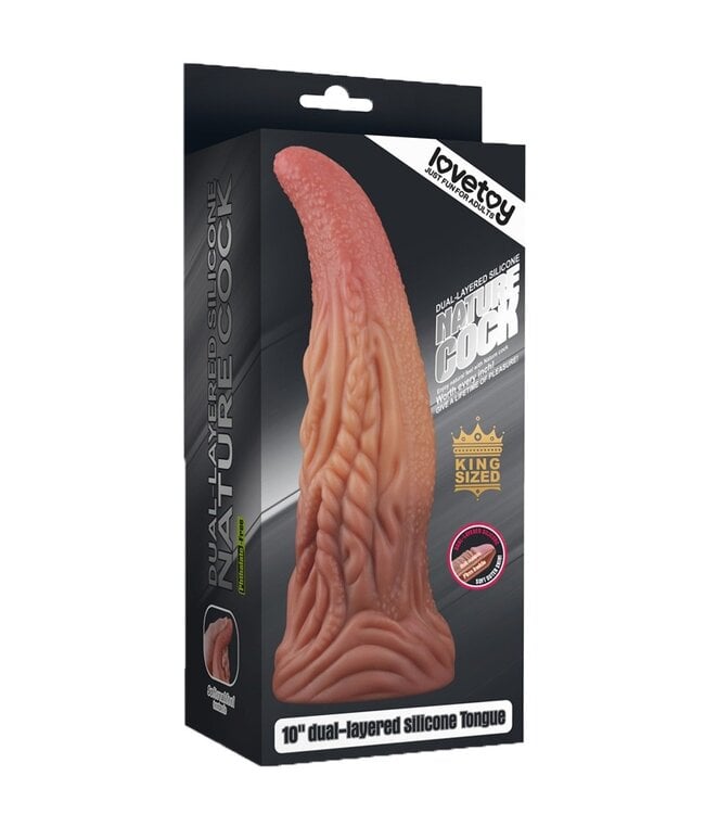 Rimba LoveToy - Dildo met Tong 25.4 cm - Nude/Bruin