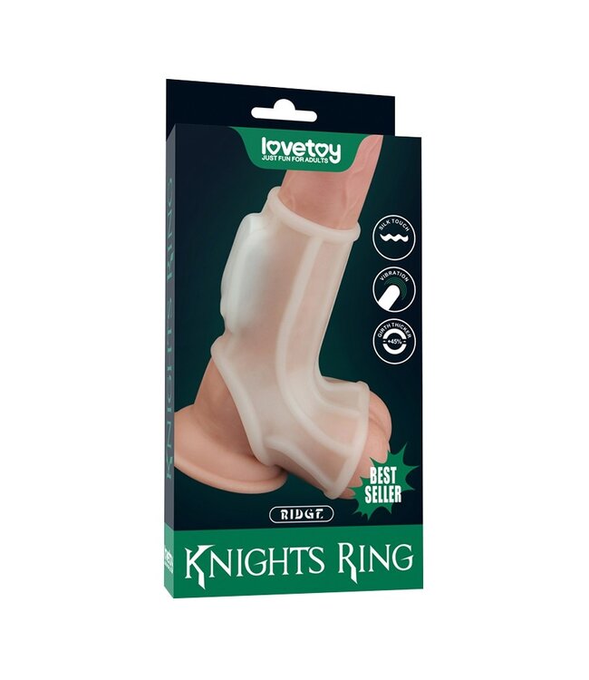 Rimba LoveToy - Ridge Knights Ring - Vibrerende Penis Sleeve - Wit