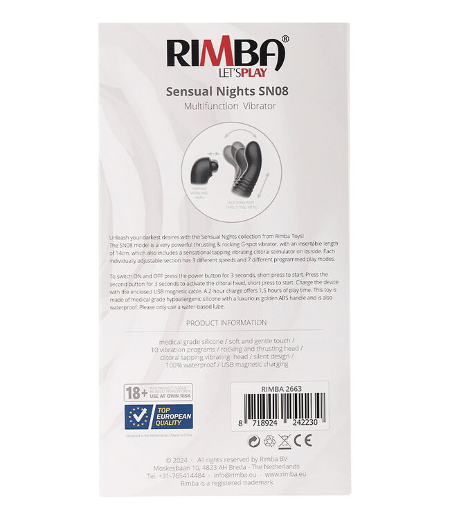 Rimba Rimba Toys - Sensual Nights SN08 - Multifunction Vibrator - Zwart