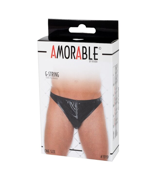 Rimba Amorable by Rimba - String met lak look - One Size - Zwart