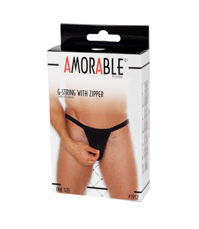 Rimba Amorable by Rimba - String met ritssluiting - One Size - Zwart