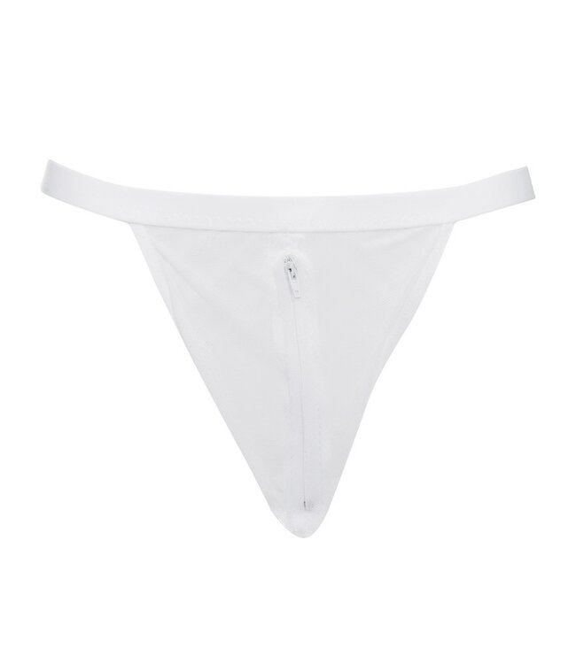 Rimba Amorable by Rimba - Doorzichtige string met ritssluiting - One Size - Wit