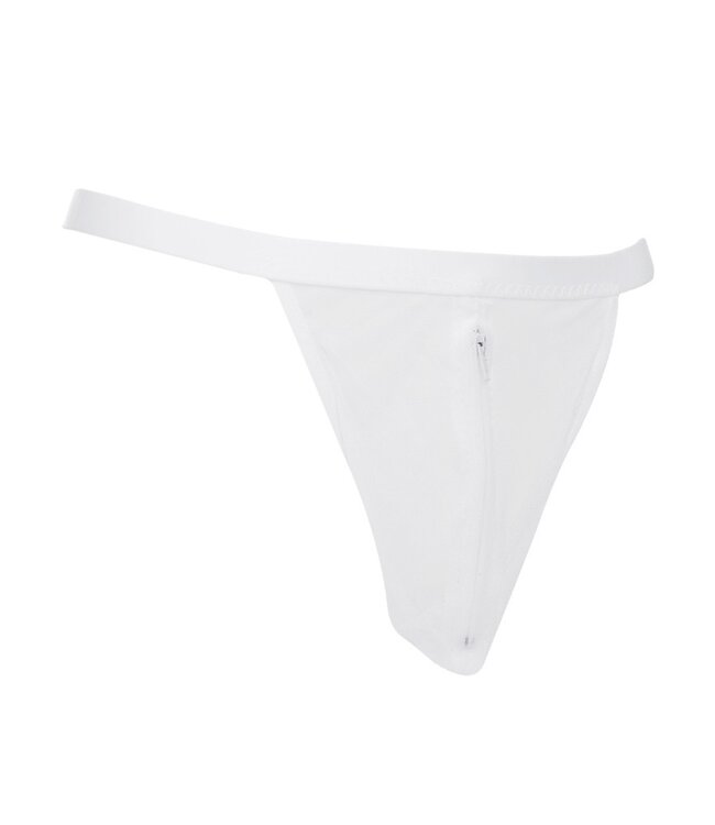 Rimba Amorable by Rimba - Doorzichtige string met ritssluiting - One Size - Wit