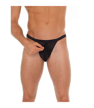 Rimba Amorable by Rimba - Doorzichtige string met ritssluiting - One Size - Zwart