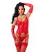 Rimba Amorable by Rimba - Corset met G-string, Handschoenen en Kousen - Rood