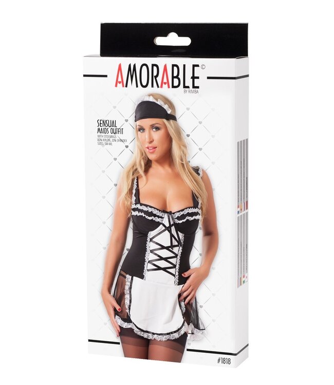 Rimba Amorable by Rimba - Dienster Uniform (5 delig) - Zwart / Wit