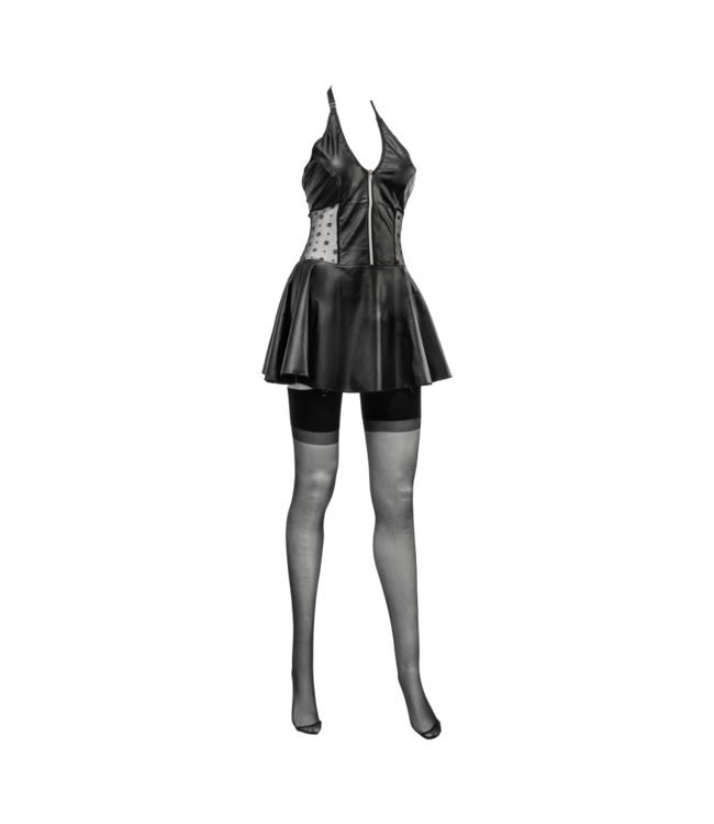 Rimba Amorable by Rimba - Wetlook Jurk met Kant en Rits - Zwart