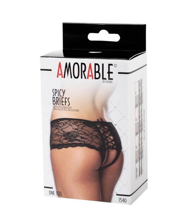 Rimba Amorable by Rimba - Slip met Open Achterkant - One Size - Zwart