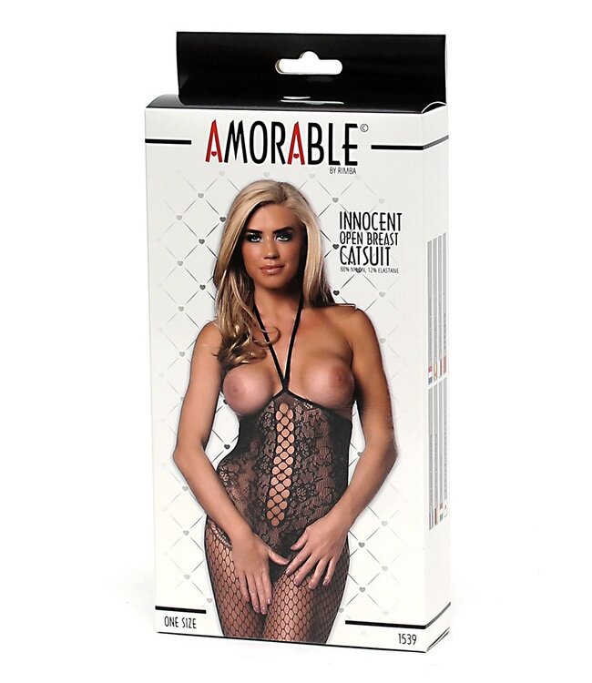 Rimba Amorable by Rimba - Catsuit zonder Borstbedekking - One Size - Zwart