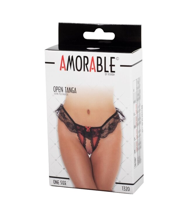 Rimba Amorable by Rimba - Open String - One Size - Zwart / Rood