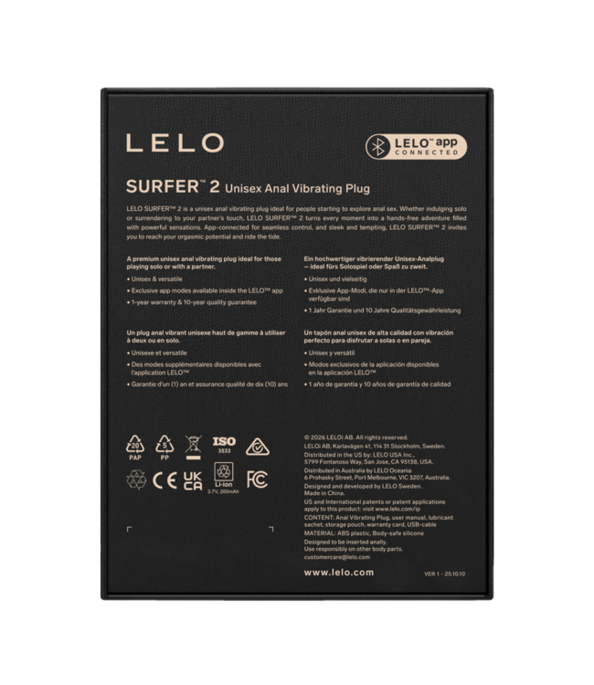 Rimba LELO Surfer 2 – Unisex vibrerende anale plug – Zwart