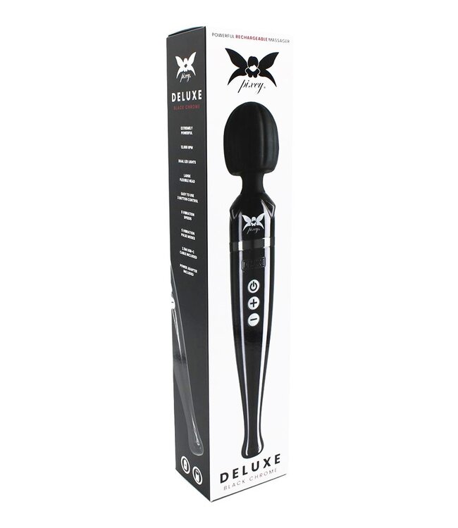Rimba Pixey Deluxe Rechargeable Wand - Zwart