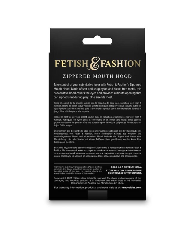 NS Novelties Fetish & Fashion Zippered Mouth Hood