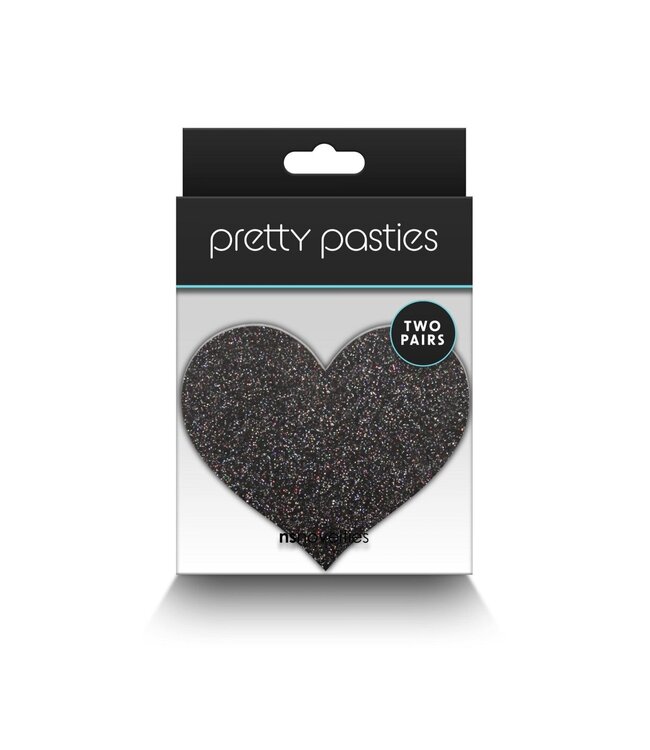 NS Novelties Pretty Pasties Glitter Hearts Black/Gold 2 Pair