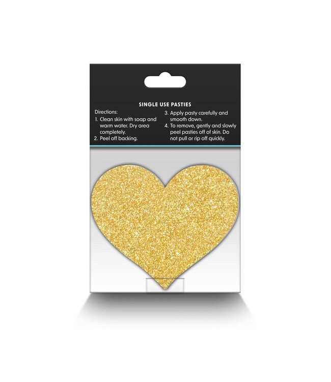 NS Novelties Pretty Pasties Glitter Hearts Black/Gold 2 Pair