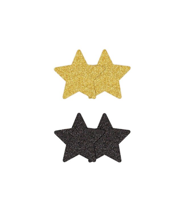 NS Novelties Pretty Pasties Glitter Stars Black/Gold 2 Pair