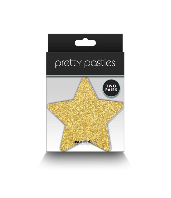 NS Novelties Pretty Pasties Glitter Stars Black/Gold 2 Pair