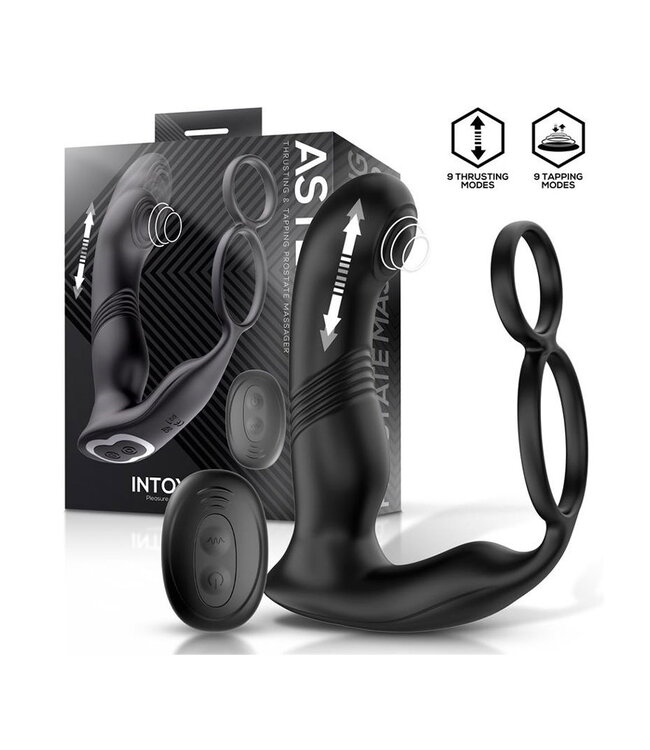 Rimba IY - Astex - Stotende & kloppende prostaatmassager met afstandsbediening - Zwart