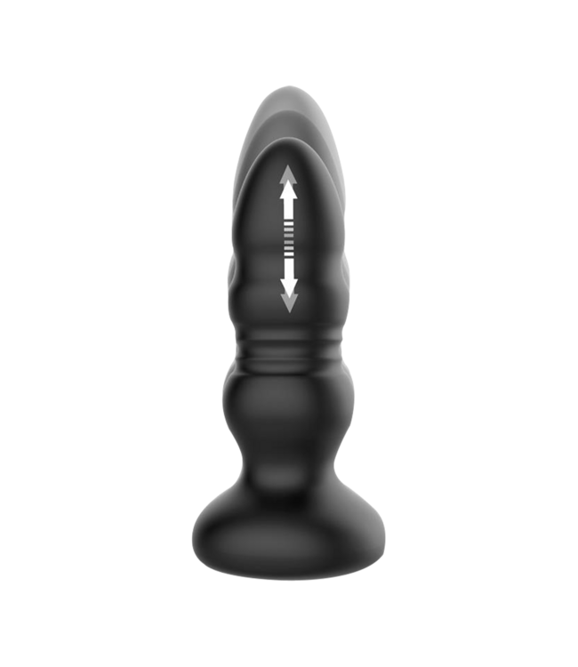 Rimba IY - Krax - Buttplug met vibratie, stootbeweging, LED-licht en afstandsbediening - Zwart