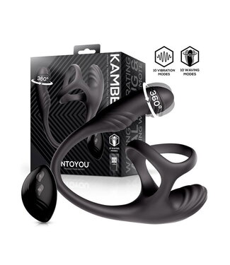 Rimba IY - Kamber - Golvende vibrerende anale plug en cockring met afstandsbediening - Zwart