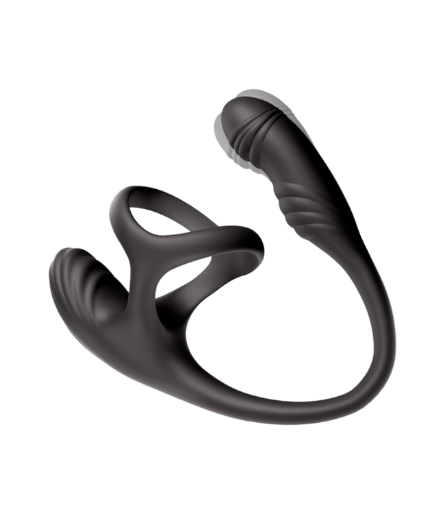 Rimba IY - Kamber - Golvende vibrerende anale plug en cockring met afstandsbediening - Zwart