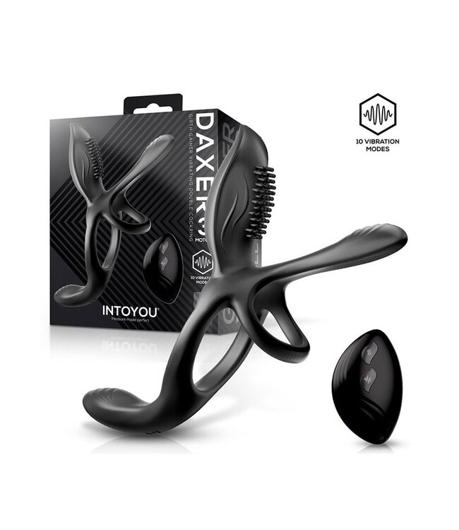 Rimba IY - Daxer - Girth Gainer Vibrerende dubbele cockring met afstandsbediening - Zwart