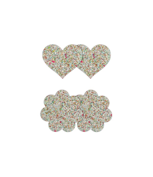NS Novelties Pretty Pasties Heart & Flower Glow 2 Pair