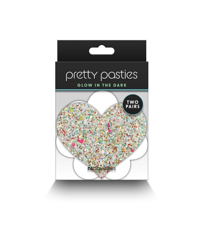 NS Novelties Pretty Pasties Heart & Flower Glow 2 Pair