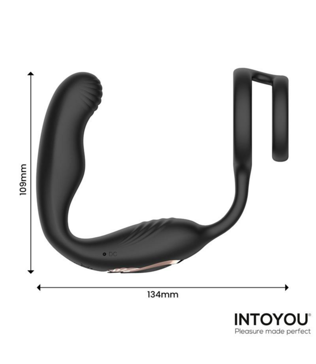 Rimba IY - Bruce - Prostaatmassager 360° met dubbele penisringvibratie - Zwart