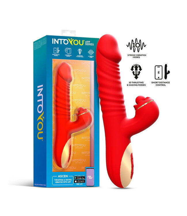 Rimba IY - Ascen - Rabbit Vibrator - Thrusting And Waving Vibrator met app - Rood
